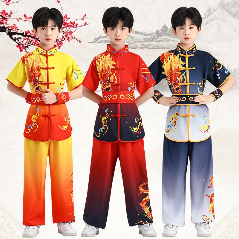 儿童成人打鼓练功训练服腰鼓舞龙舞狮服装武术比赛演出表演服长短