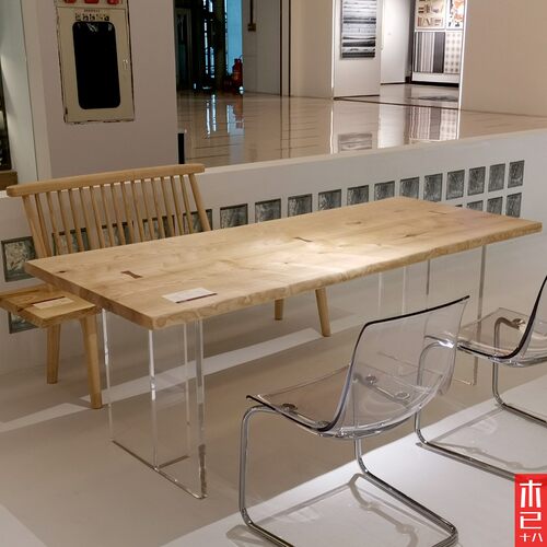 实木大板原木办公会议电脑桌餐桌民宿茶几别墅简约书桌白蜡木茶桌