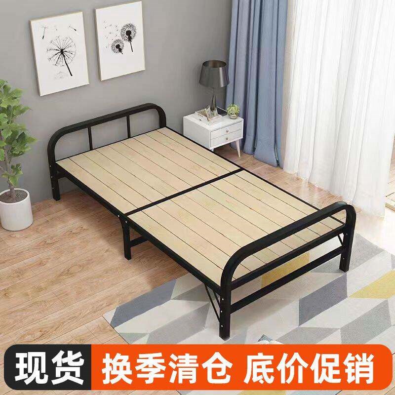 简易床出租房专用折叠床加厚木质B铁床双人床1米宽的单人床儿童床