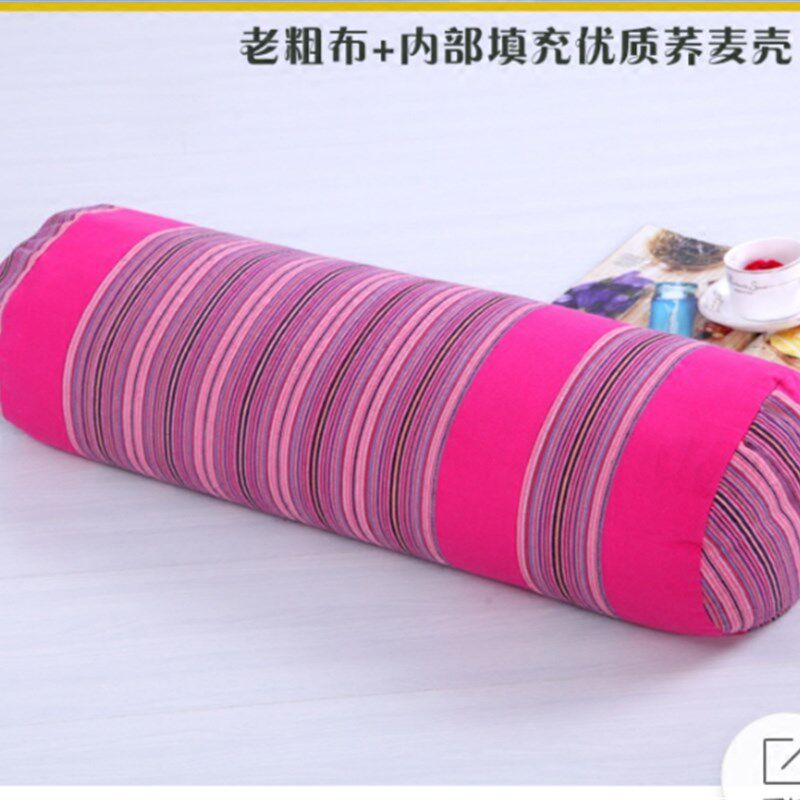 全棉粗布大圆柱形瑜伽荞麦皮抱枕l辅具硬枕专业高U靠枕艾扬格腰枕
