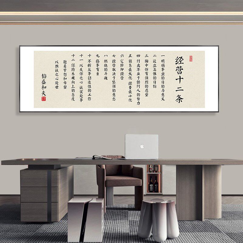 稻盛和夫六项精进经营十二条字画 画办公室企业文化墙挂画 画茶室