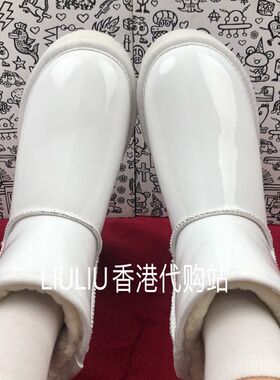 2025冬季新款7厘米光面内增高C雪地靴女厚底防水白色漆皮短靴棉鞋