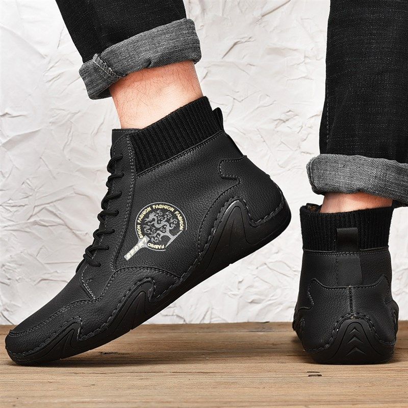 马丁靴男夏季透气高帮英伦风低帮靴子J中帮春季男士短靴工装鞋