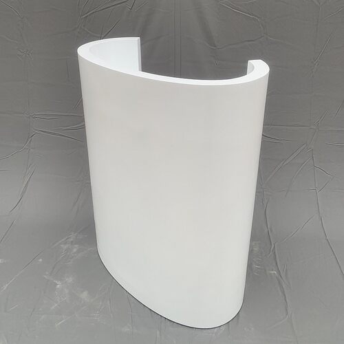 椭圆形白色吧台烤漆前台半圆小收银台演讲台弧形迎宾台接待台定制