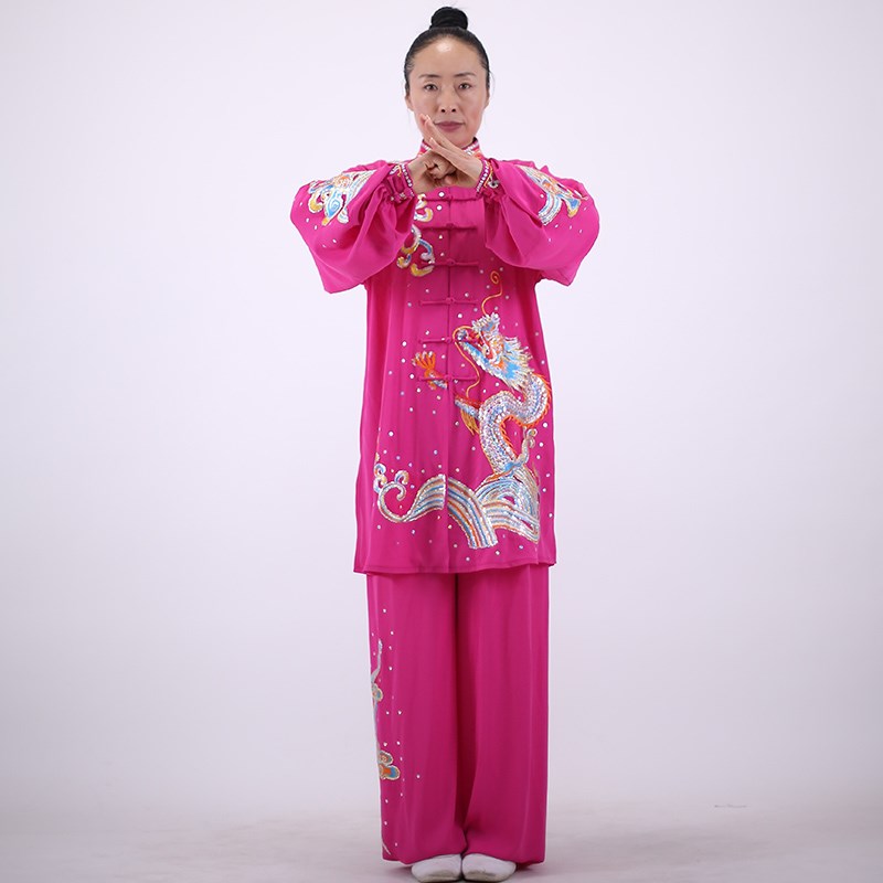 马蕾太极新款表演服太极服加长版型团队个人比赛服贴纱绣龙腾