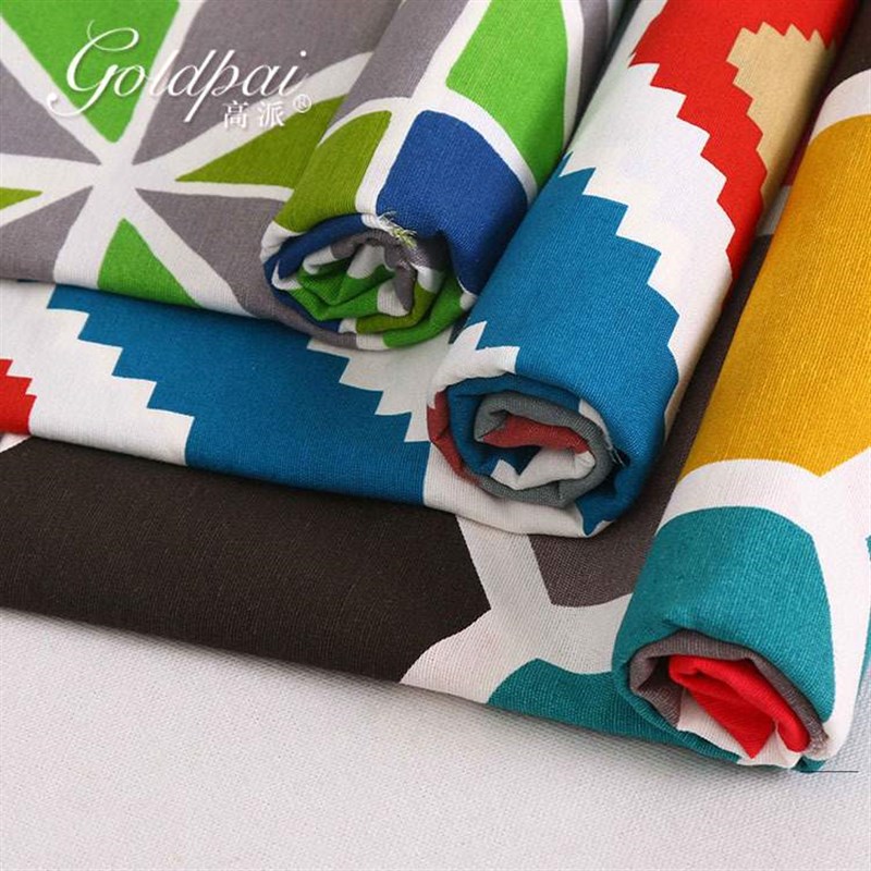 现货涤棉印花帆布布料 桌布沙发套几何卡通抱枕书架套宠物垫面料