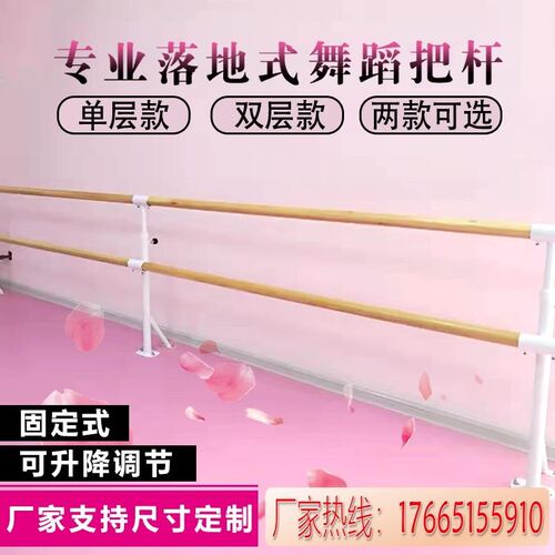双层固定式舞蹈把杆专业s落地式家用练功房教室儿童可升降压腿杆
