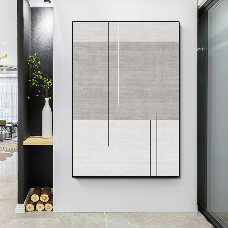 现代简约落地意式极简客厅v装饰画黑白灰入户玄关沙发背景墙壁挂