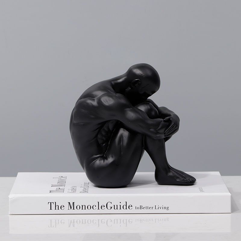现代简约抱腿黑色人物装饰品摆件样板间办公室书柜桌面雕塑工艺品,家居饰品,装饰摆件,淘宝优惠券,粉丝福利购,淘宝优惠卷