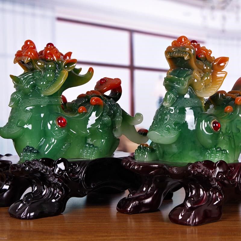 玉貔貅摆件大号招财聚财皮丘公母一对工艺品 新店Y铺开业送礼