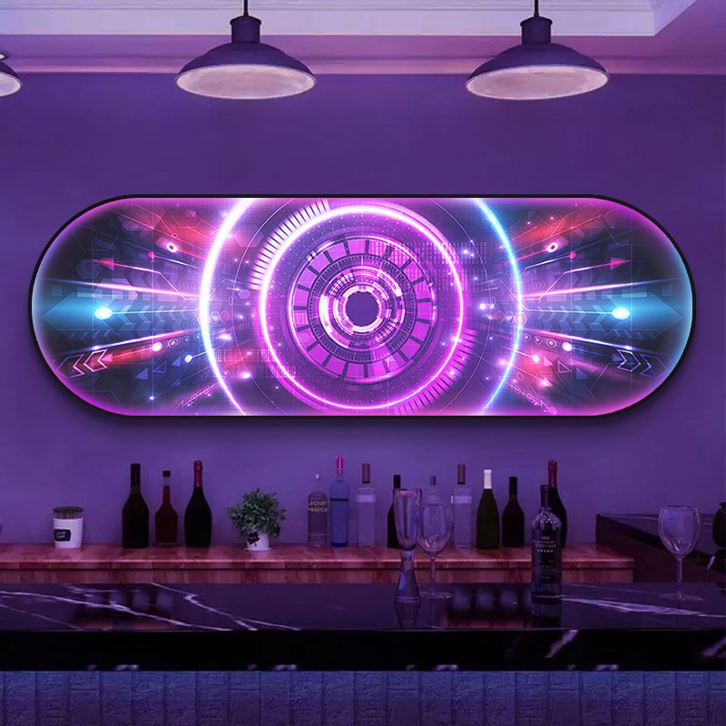 科技感酒吧墙面装饰画 划清吧KTV夜店酒馆发光气氛灯画Q 划电竞酒