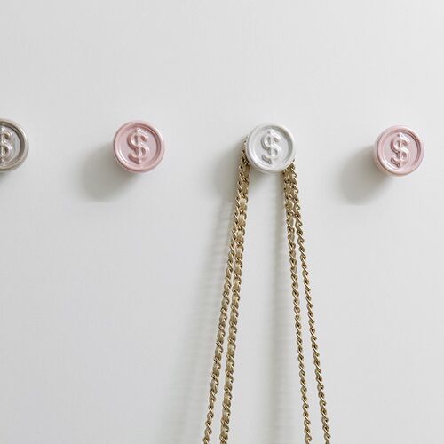 新款法式圆币衣柜外侧面挂钩免打孔粘贴简约陶瓷单个衣帽挂钩