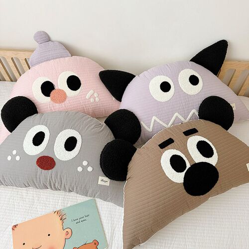 ins儿童房大i眼睛全棉水洗绗缝床头大靠背靠垫靠枕腰靠飘窗抱枕