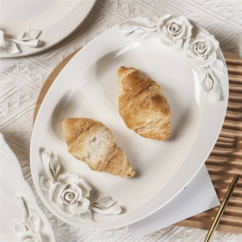 法式高端浮雕手i捏花朵碗盘杯子餐具套装家居下午茶精致陶瓷摆盘,餐饮具,盘,淘宝优惠券,粉丝福利购,淘宝优惠卷