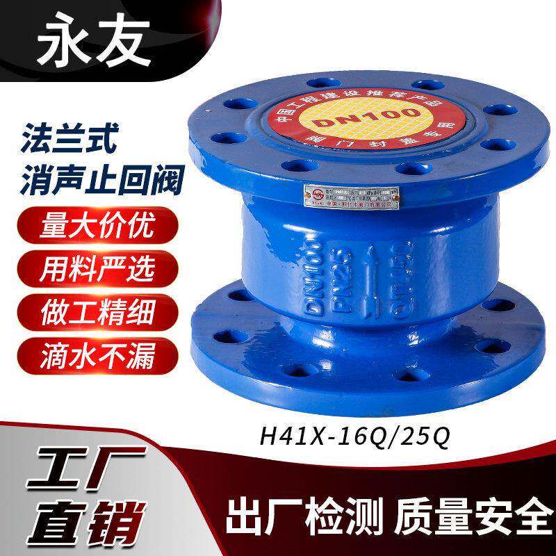 消声止回阀H41X-16Q球墨铸铁止回阀DN100法兰止回阀弹簧止回阀