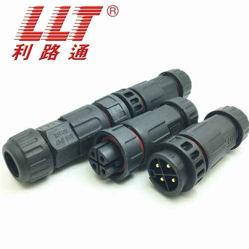 LLT利路通M19-4公母对接LED照明灯防水连接器快卡 焊接式带隔离板