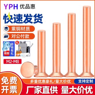 纯铜沉头实心敲击式 M2M3M4M5M6M8紫铜平锥头铆钉GB869 平头铜铆钉