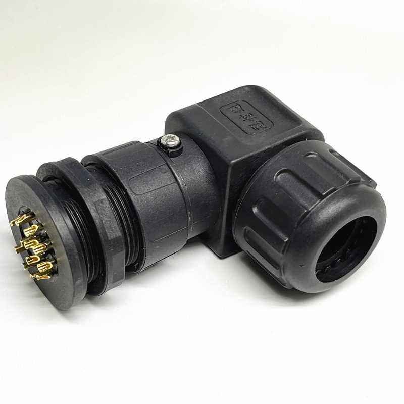 冠信通M29-12芯新能源电储防水连接器 LLT利路通电车母面板弯插头
