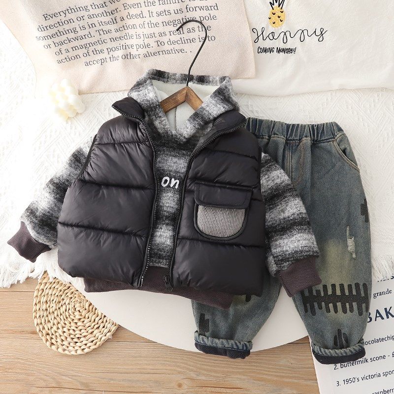 男童秋冬套装加厚宝宝冬季加绒连帽马甲三件套小童棉衣1-3-5岁潮,童装/婴儿装/亲子装,套装,淘宝优惠券,粉丝福利购,淘宝优惠卷
