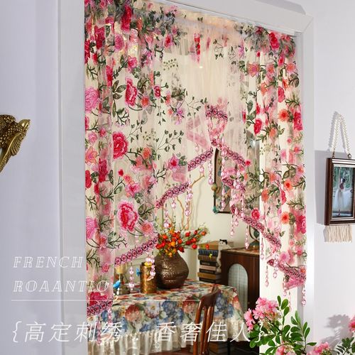 【高定刺绣】香奢佳人花卉半截门帘免打孔氛围感隔断帘卧室门口帘