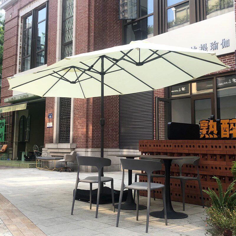 餐厅咖啡店外摆遮l阳伞商用大伞太阳伞室外活动遮阳雨棚手摇中柱