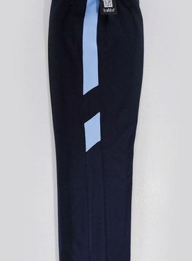 可定做中小学生男女校裤藏蓝色长裤拼接5厘米浅水蓝条纹直筒裤兜