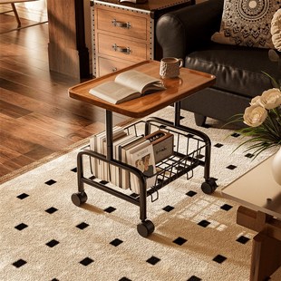 沙发边几可移动客厅小推车置物架带轮奶油风小茶几家用简易小桌子