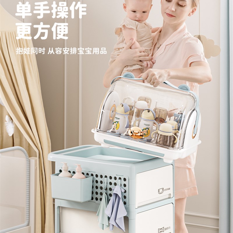 婴儿奶瓶收纳盒防尘防水带盖排水架婴儿碗和筷子食物补S充工具收