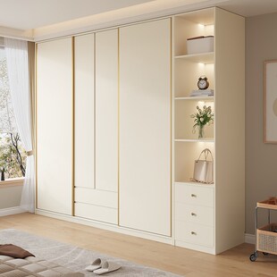 定制全实木橡木衣柜推拉门家用卧室ENF级现代简约主卧移门大衣橱