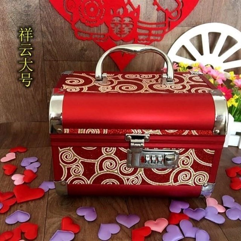 韩版首饰盒结婚礼物百宝箱新娘带锁嫁妆梳妆盒收纳婚庆手饰盒陪嫁