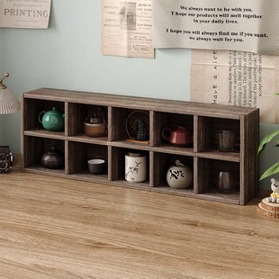 实木博古架桌面茶具杯置物架小型中式紫砂壶摆放收纳架九宫多宝阁