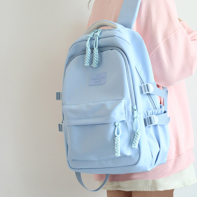 小众简约少e女书包高颜值女生中学生蓝色大容量双肩包大学生女新