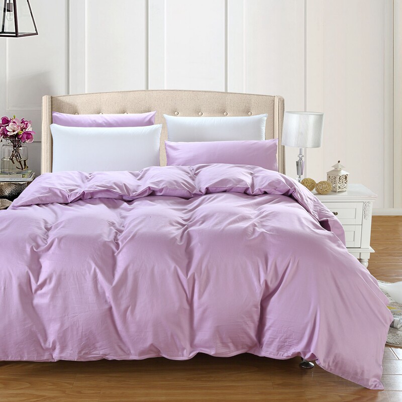全棉四季款简约素色淡紫色单品被套纯棉斜纹活性印染纯色单色被罩