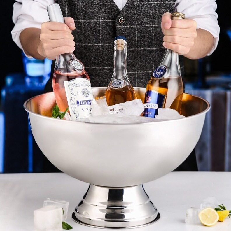 直销冰桶大不锈钢香槟盆酒吧冰粒冰镇冰酒啤酒红酒冰块冰的桶宾治