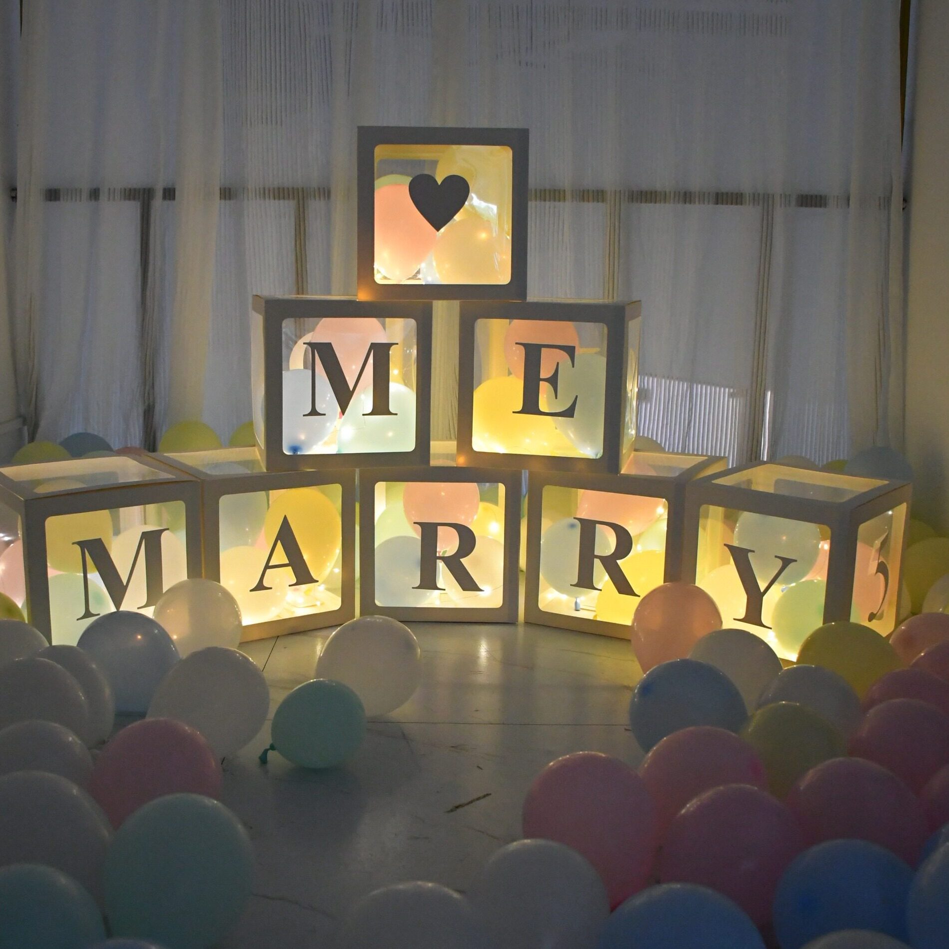 直销透明气球盒子 求婚布置表白love盒生日baby装饰marryme发光字