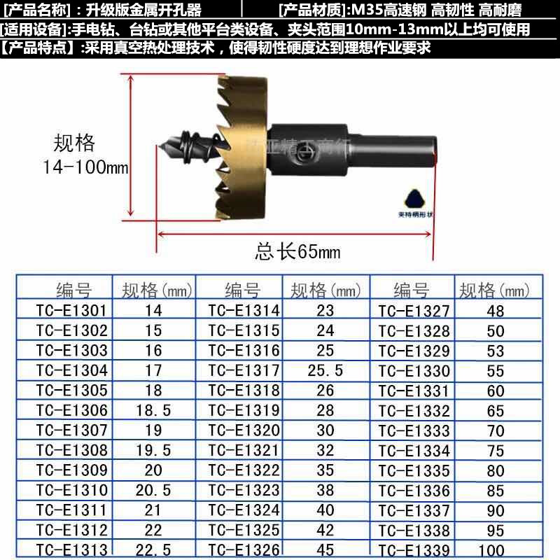 铁皮开孔器不锈钢扩孔钻高速钢耐用扩孔器铁皮打眼钻管道开孔器