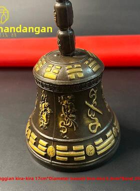鎏金纯铜三清摇铃八宝八卦铜三叉铃手摇铃道家法器铜摇铃摆件包邮