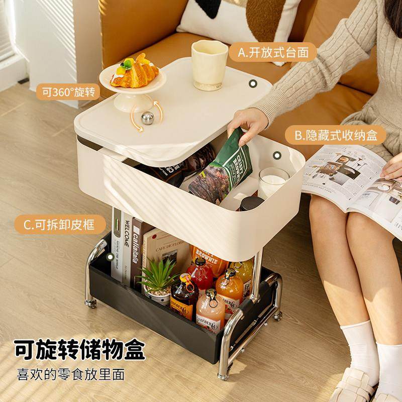 可移动边几客厅中古风小茶几推车铁艺沙发旁收纳窄边柜轻奢高级感,住宅家具,移动边几/推车,淘宝优惠券,粉丝福利购,淘宝优惠卷