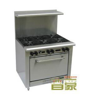 BR36-6 燃气六头煲仔炉连焗炉 下连带焗炉 带扒炉 烤箱 厨房设备