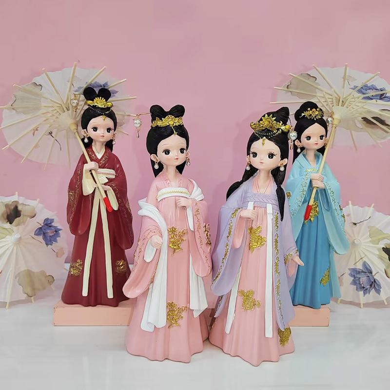 新款国潮汉服女孩摆件颜如玉撑伞系列少女心礼物旅游景区工艺礼品