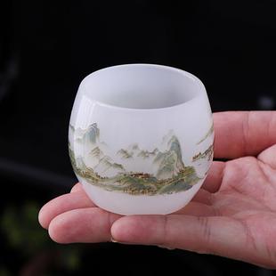 千里江山耐热琉璃茶杯大号家用主人杯高档茶盏品茗杯单杯茶具配件