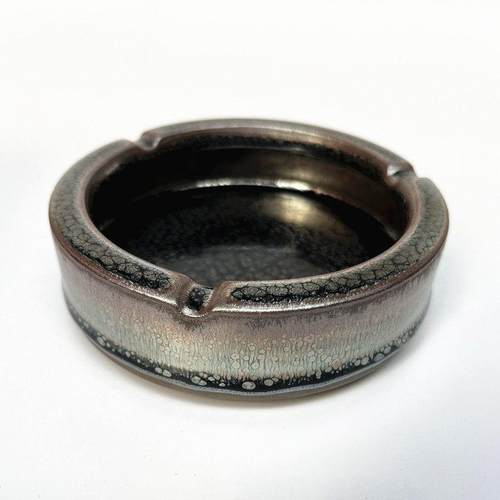 建盏烟灰缸圆形陶瓷加厚隔热防飞灰茶叶末家用创意轻奢图复古茶具