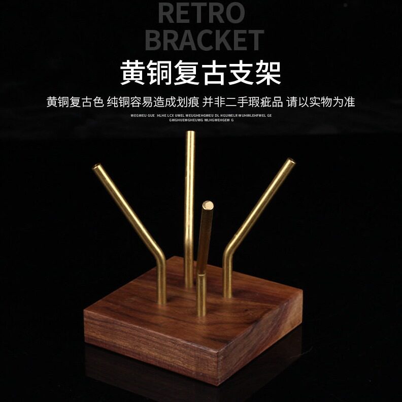 直销手冲咖啡滤纸架 手工实木架黑胡桃木底座黄铜托架扇形V60滤纸