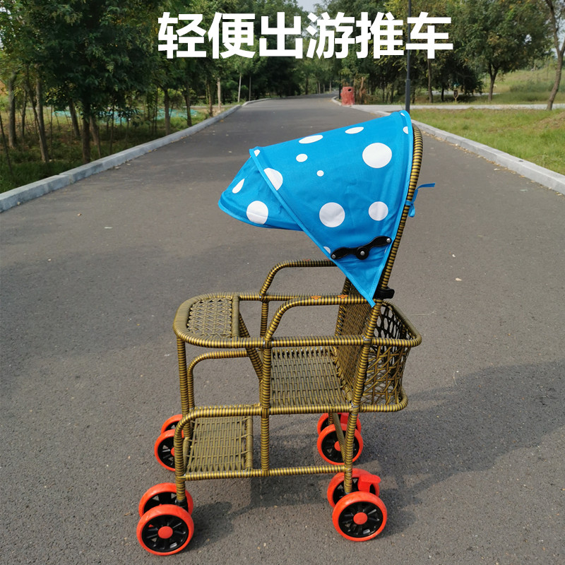 小儿推车竹藤折叠藤椅婴儿小推车婴儿竹藤推O车竹编仿藤推车藤编