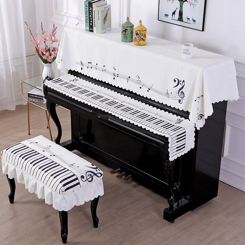 韩式印花儿童卡通钢琴罩盖巾三件套琴披键盘披盖S布钢琴半罩防尘