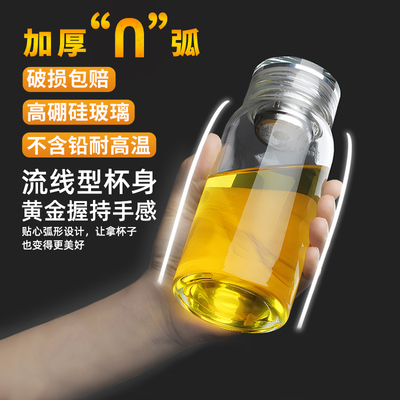 保尔玻璃杯男女水晶盖透明加厚便携水杯子耐热P居家办公车载泡茶