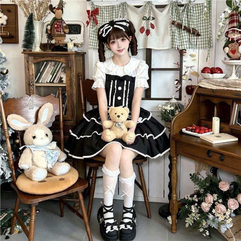 雾糖少女原创lolita昭和蛋糕甜美可爱JK洛丽塔日常三层裙摆背带裙