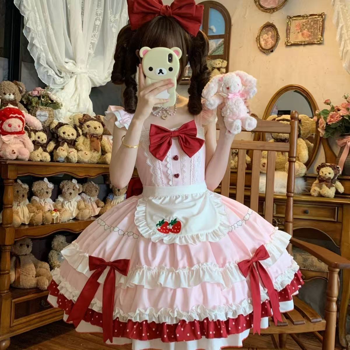 【巧莓薄荷】~春之辰原创lolita甜美可爱刺绣围裙JSK洛丽塔背带裙