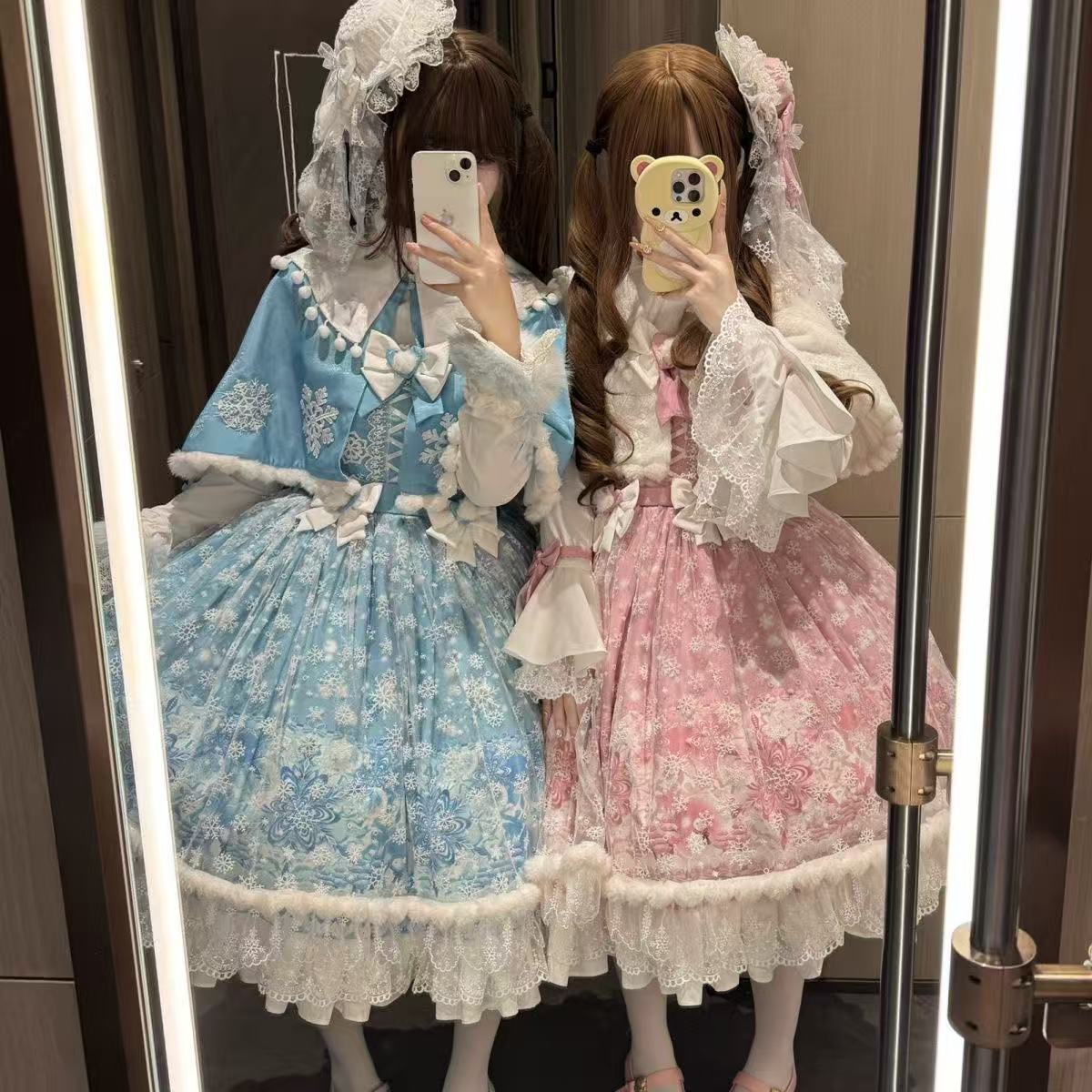 言然原创lolita洛丽塔jsk连衣裙斗篷连衣裙秋冬毛绒洋装lo裙全款