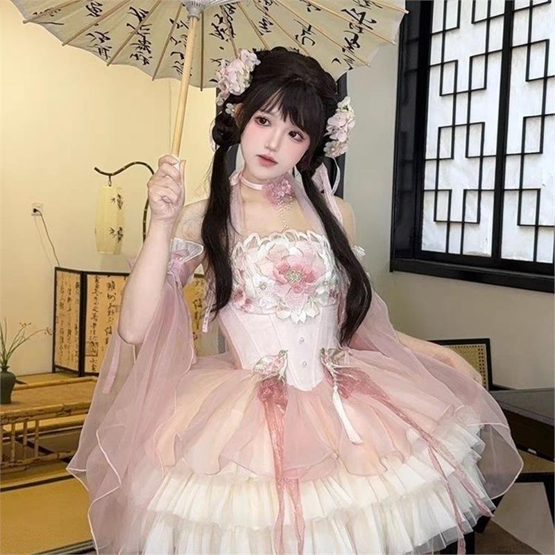余丸丸【小玉兰&小樱花】小花神系列国风Lolita连衣裙女芭蕾风